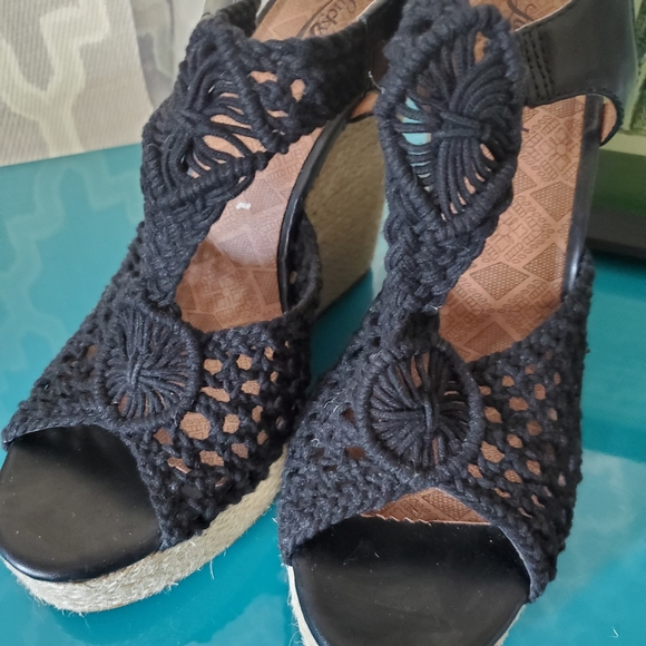 Lucky Brand Crochet Wedge Sandals - Picture 2 of 12